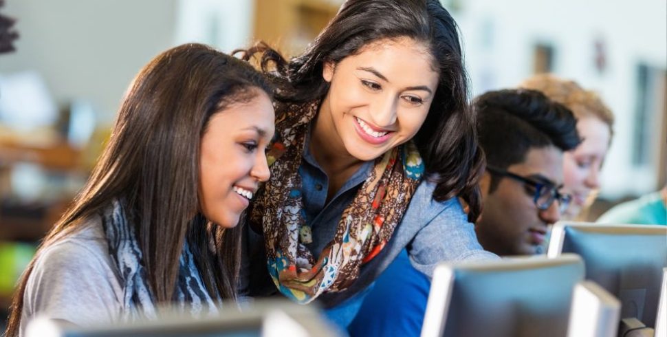 Student using GPTs for schoolwork with teacher